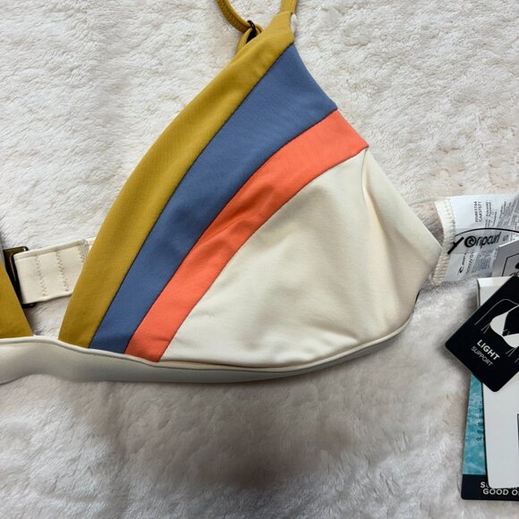 NWT Ripcurl Womens Bikini Top Small Melting Waves Fixed Triangle Cream Beach - Picture 5 of 11